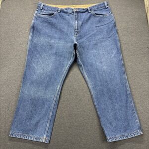 Duluth Trading Jeans Mens 48x30 Blue Cotton Denim Wide Leg Outdoor Workwear